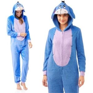 Disney Eeyore One Piece Sleepwear fleece Pajamas Costume Adult Size medium
